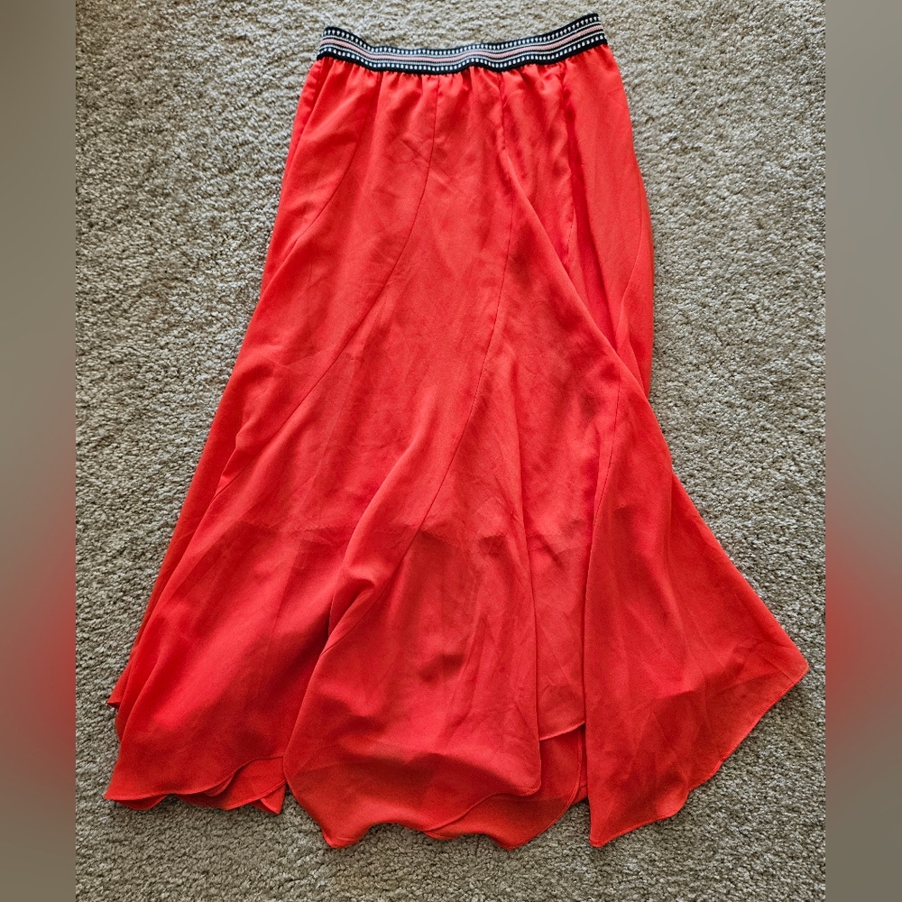 Anthropologie Colima Coral Chiffon Skirt